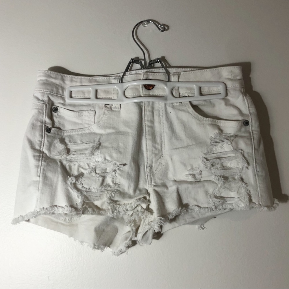 white super stretch american eagle jean shorts